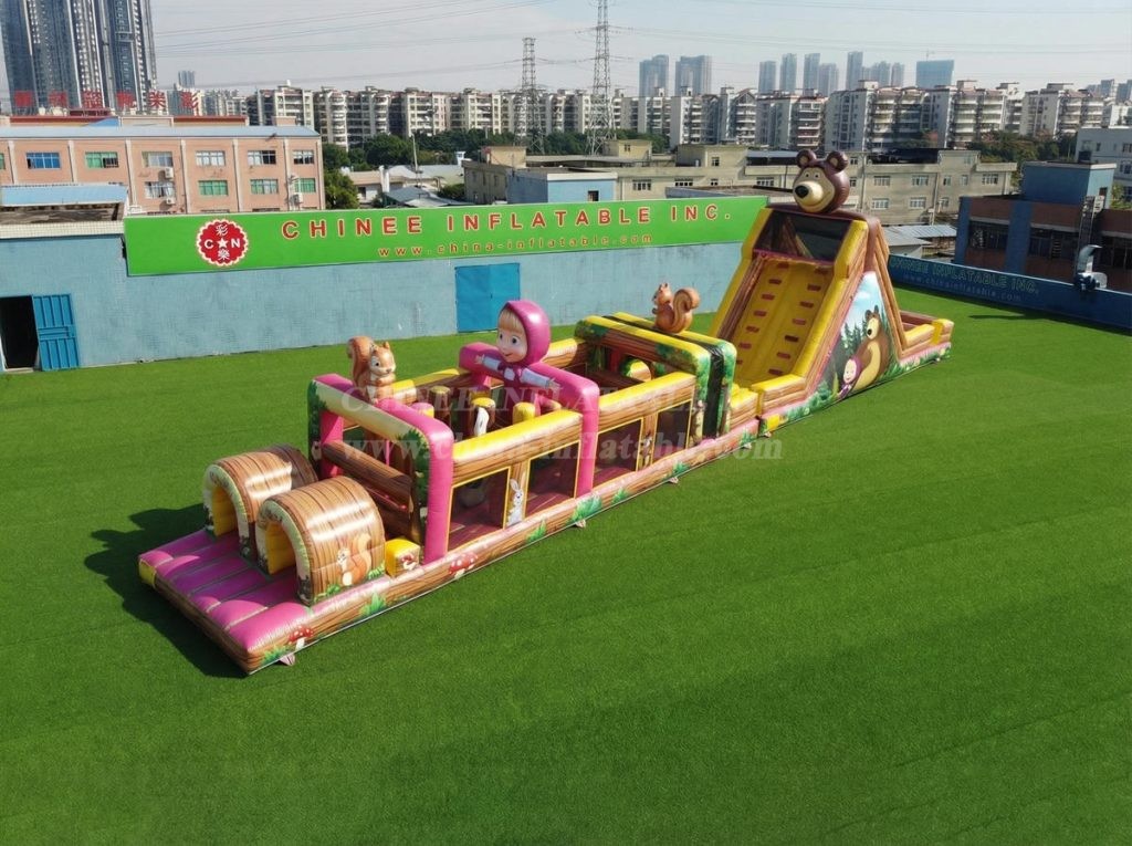 T7-4932 Masha And The Bear Theme Inflatable Obstacle Courses