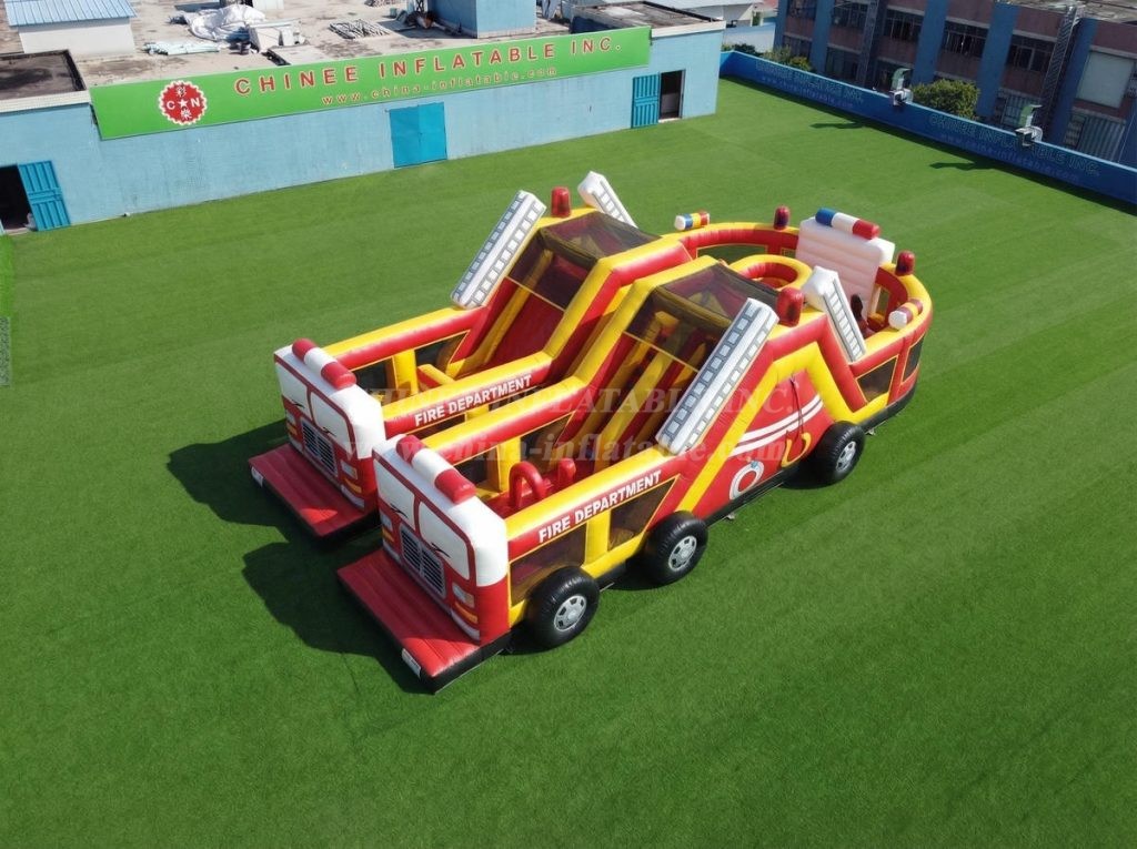T7-5072 Firetruck Theme Inflatable Obstacle Courses