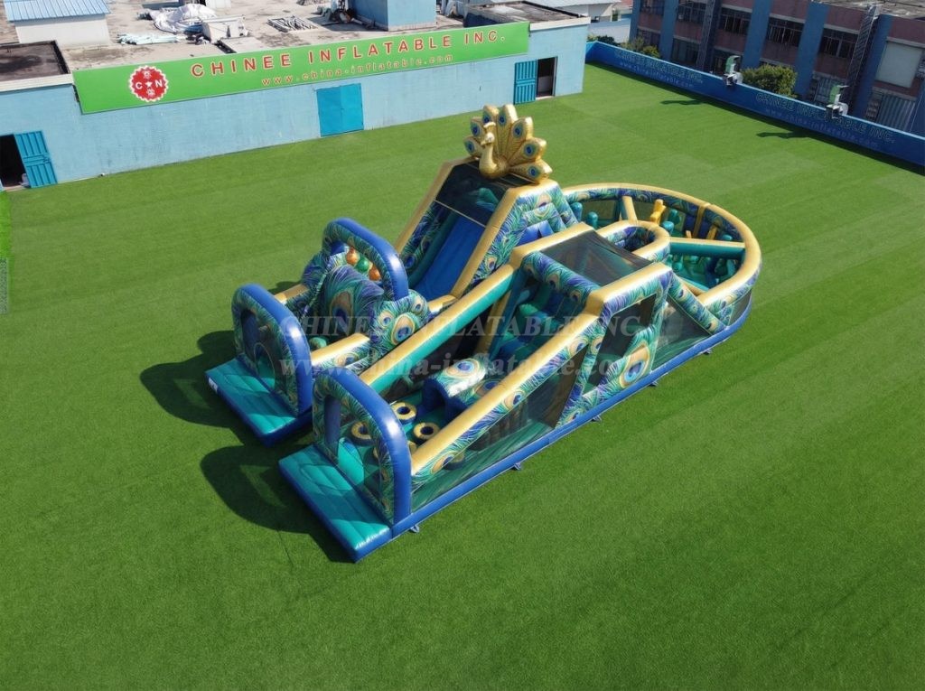 T7-5123 Peacock Theme Inflatable Obstacle Courses