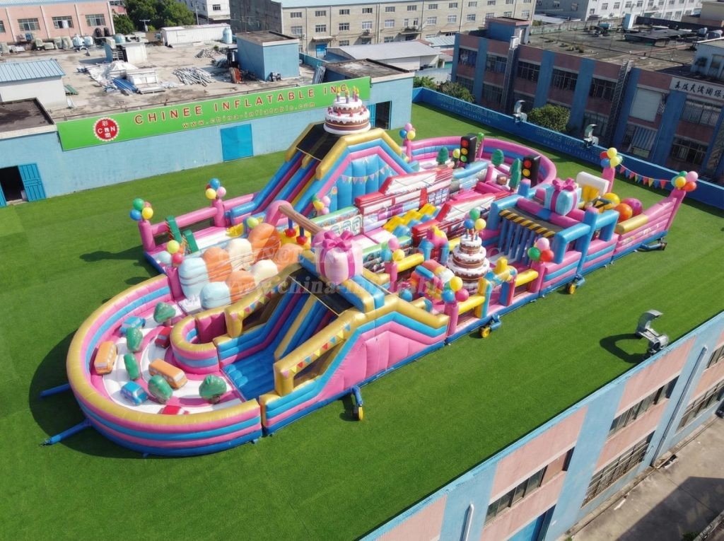 T7-5192 Birthdays Theme Ginat Inflatable Obstacle Courses Challenging Run
