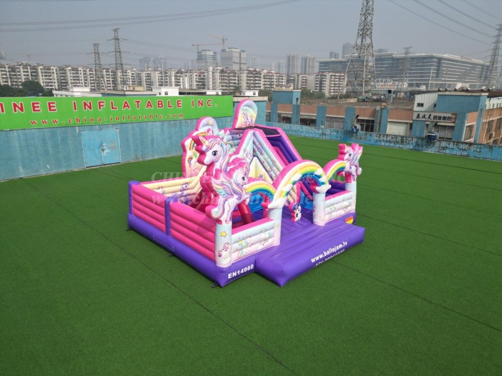 T8-1772 Unicorn Theme Bouncy Castle with Slide
