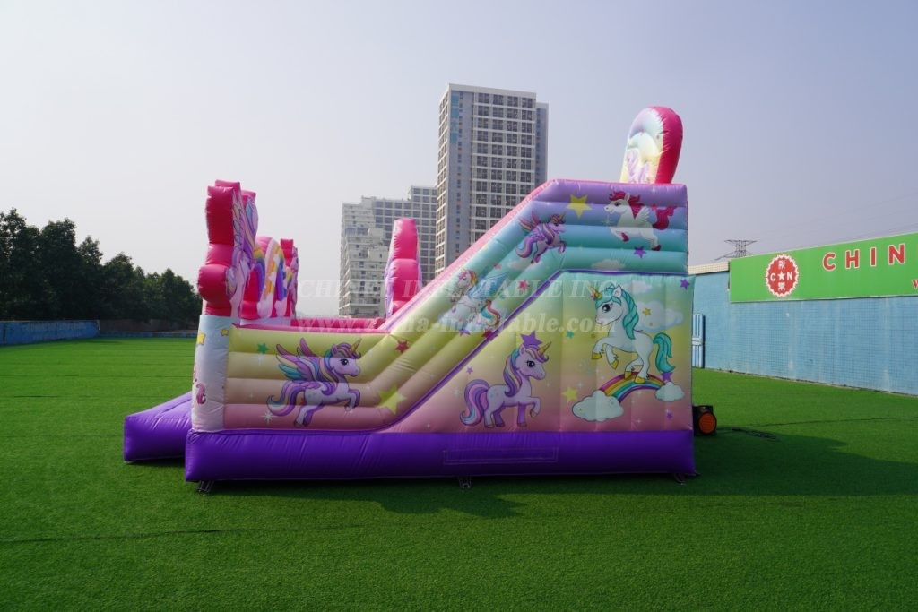 T8-1772 Unicorn Theme Bouncy Castle with Slide