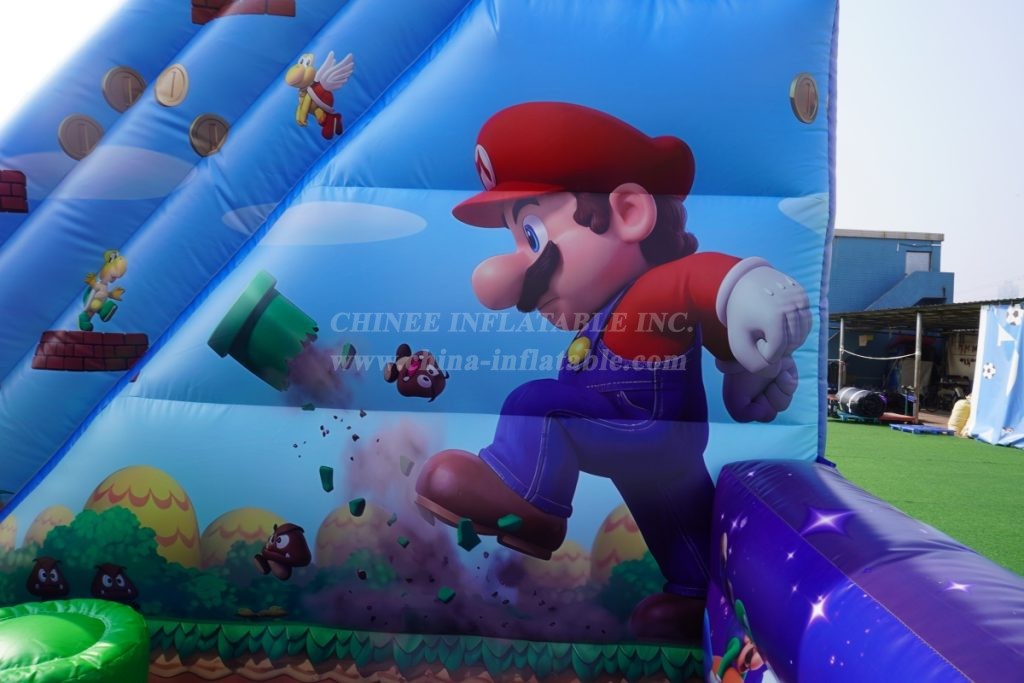 T8-1771 Super Mario-themed inflatable castle with slide