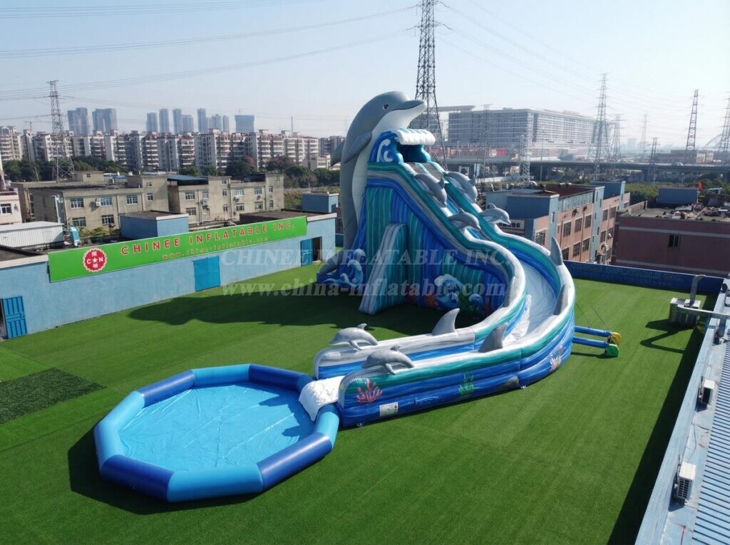 GS2-127 Dolphin Theme Giant Inflatable Water Slide