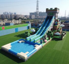 GS2-157 Minecraft Theme Giant Inflatable Water Slide