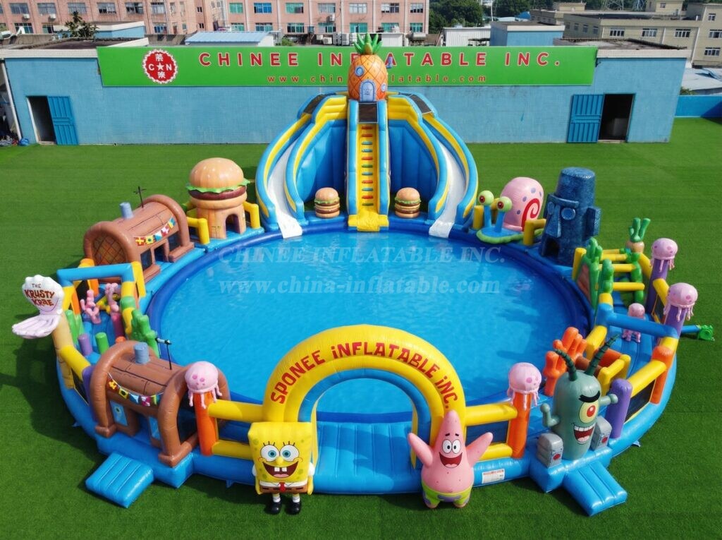Pool3-908 SpongeBob Theme Inflatable Pool Water Park