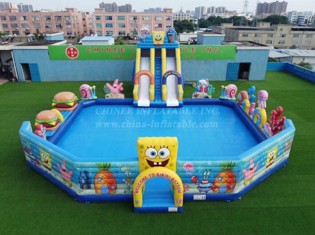 Pool3-909 SpongeBob Theme Inflatable Pool Water Park