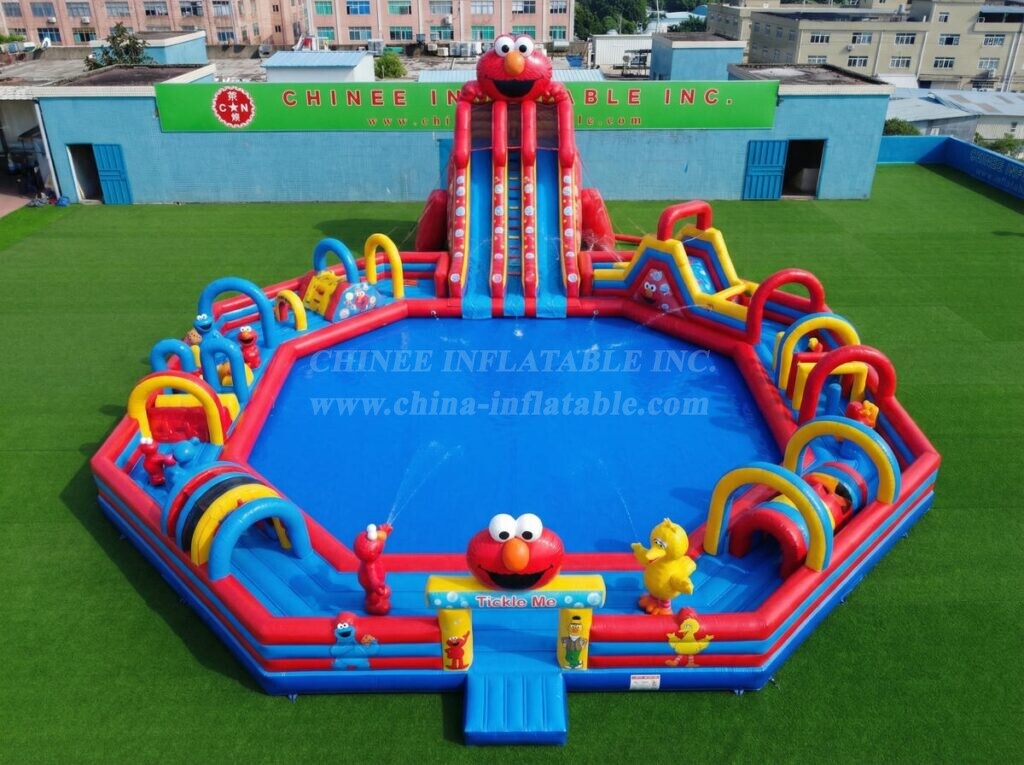 Pool3-915 Tickle Me Elmo Theme Inflatable Pool Water Park