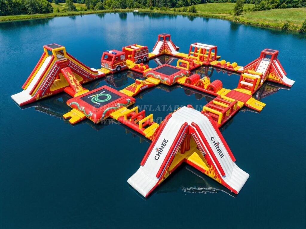 S684 Firetruck Theme Inflatable Water Park
