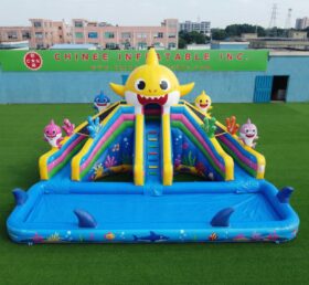T8-6103 Baby Shark Theme Inflatable Water Slide