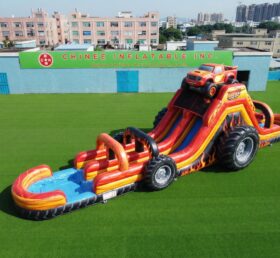 T8-6107 Blaze Monster Theme Inflatable Water Slide