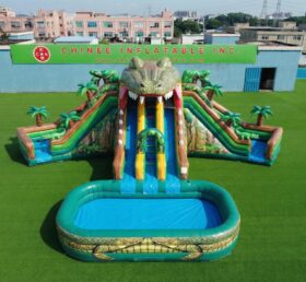 T8-6129 Crocodile Theme Inflatable Water Slide