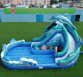 T8-6133 Dolphin Theme Inflatable Water Slide
