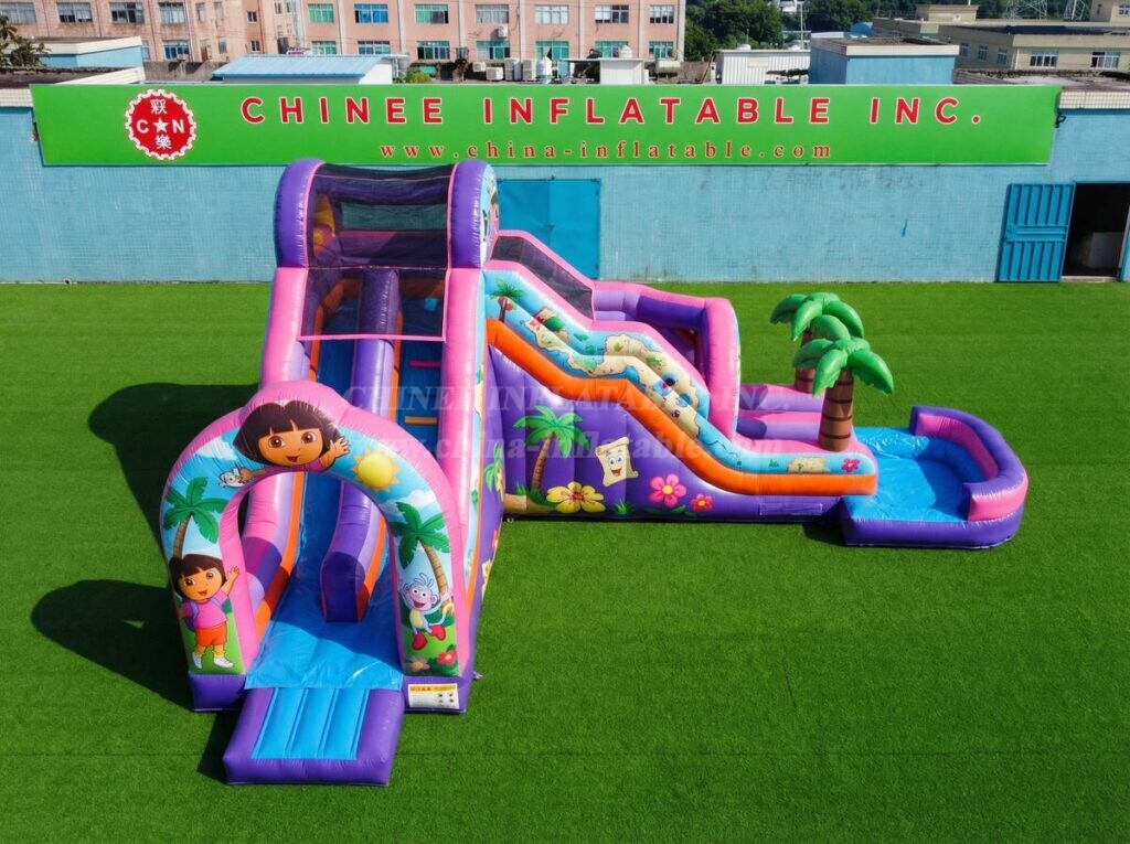 T8-6137 Dora Theme Inflatable Water Slide