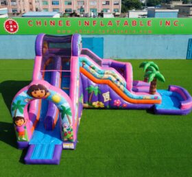 T8-6137 Dora Theme Inflatable Water Slide