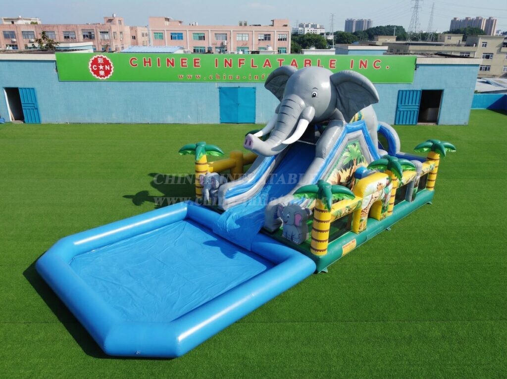 T8-6143 Elephant Theme Inflatable Water Slide