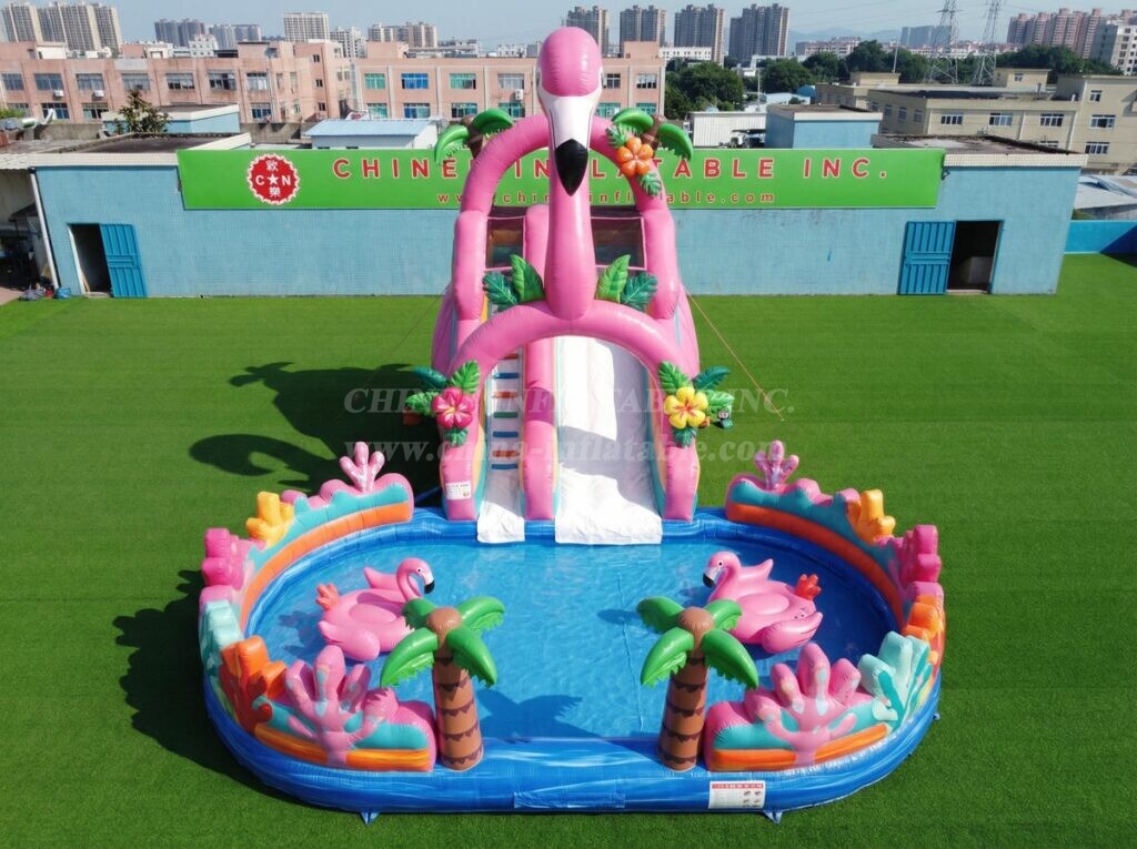 T8-6148 Flamingo Theme Inflatable Water Slide