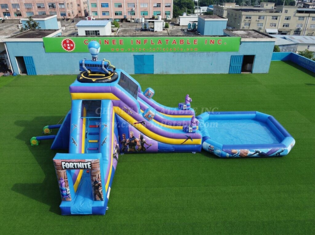 T8-6149 Fortnite Theme Inflatable Water Slide