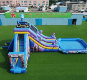 T8-6149 Fortnite Theme Inflatable Water Slide