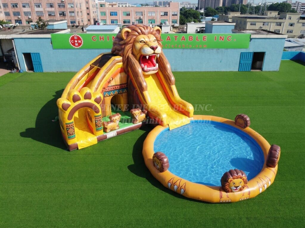 T8-6161 Lion Theme Inflatable Water Slide