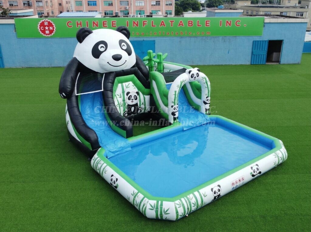 T8-6183 Panda Theme Inflatable Water Slide