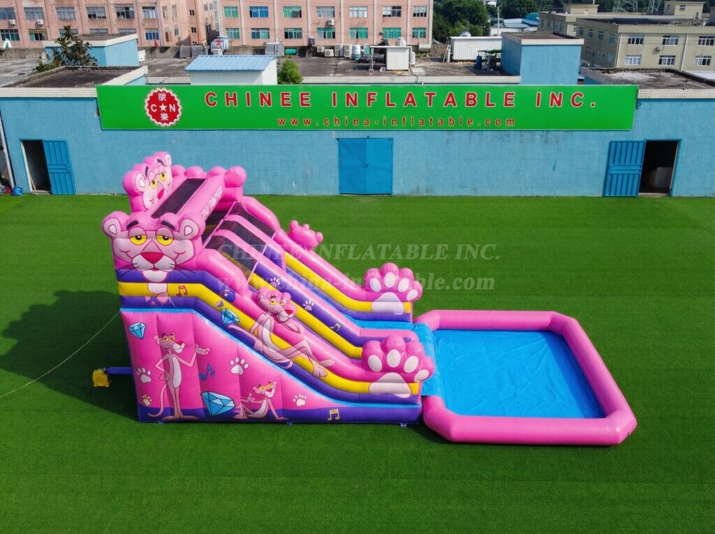 T8-6190 Pink Panther Theme Inflatable Water Slide