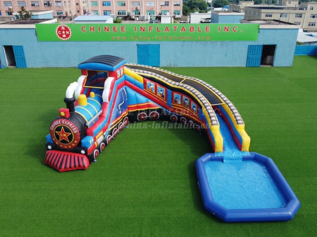 T8-6217 Train Theme Inflatable Water Slide