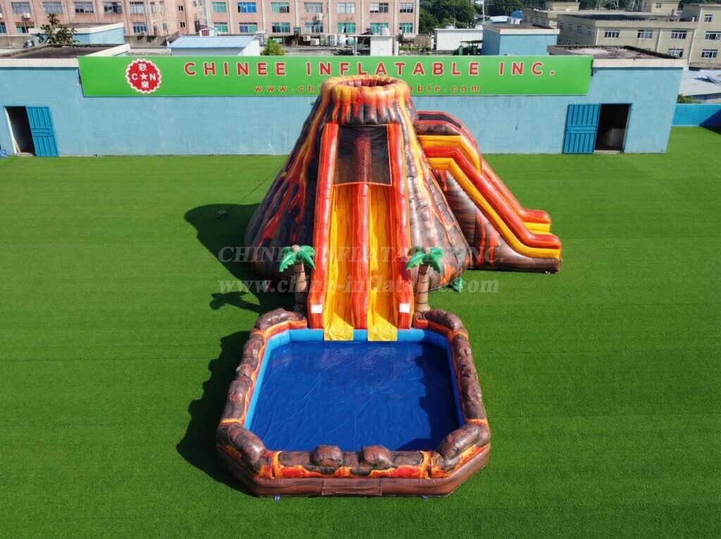 T8-6223 Volcano Theme Inflatable Water Slide