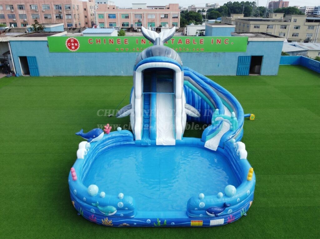 T8-6224 Whale Theme Inflatable Water Slide