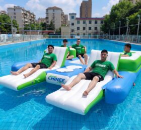 T10-634 Inflatable Water Lounge Island with Seats - 6-Person Floating Lounge