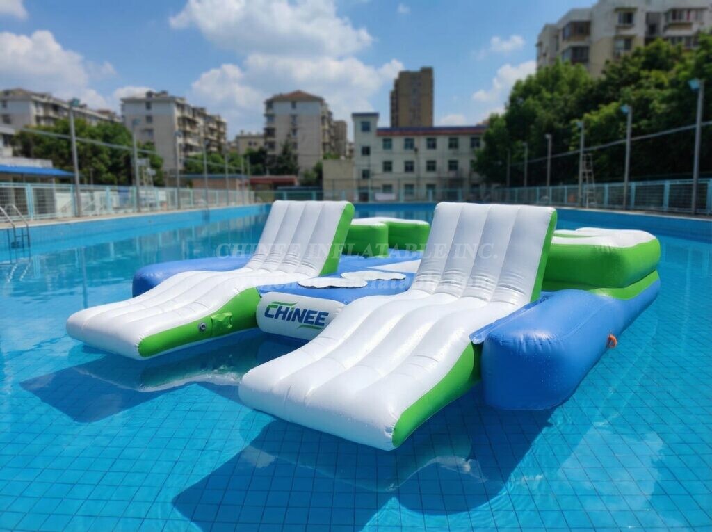 T10-634 Inflatable Water Lounge Island with Seats – 6-Person Floating Lounge