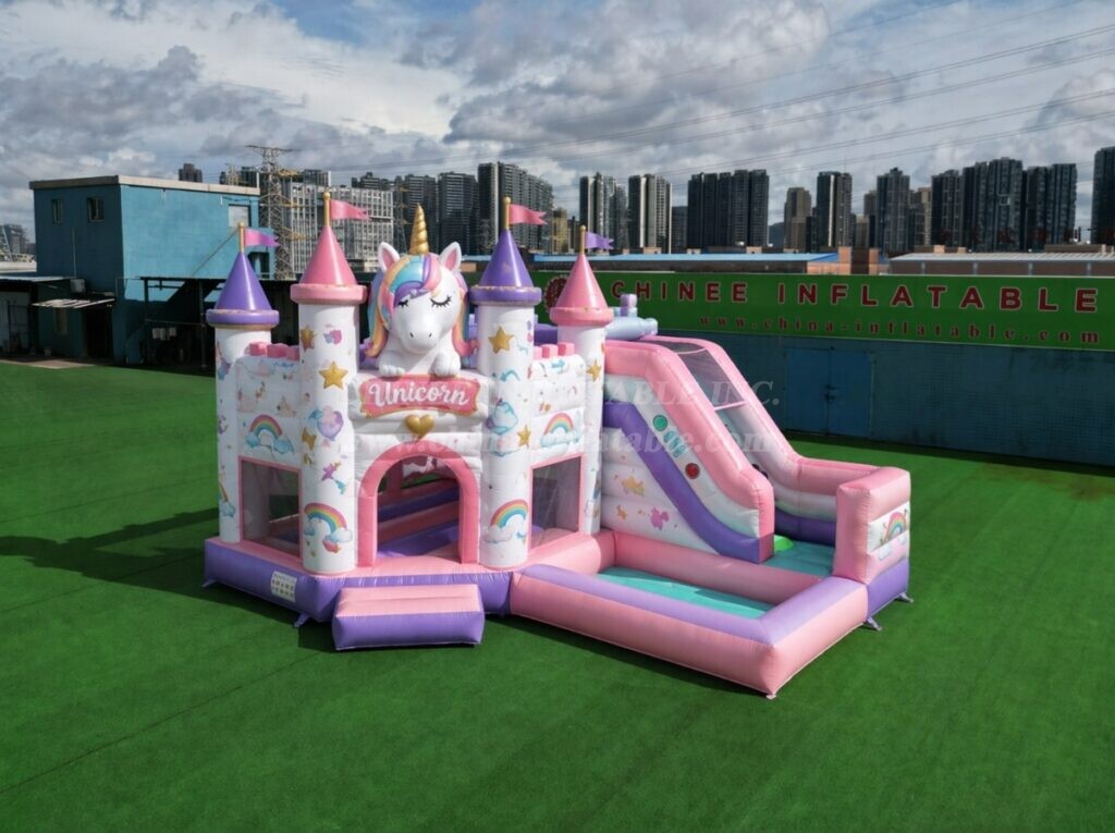 T2-8799B Unicorn Castle Inflatable Combo