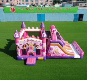 T2-8946 Barbie Theme Inflatable Bouncy Castle Combo with Slide