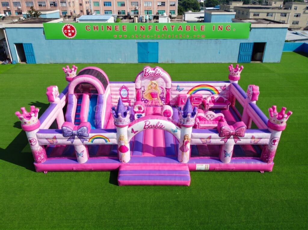 T2-8947 Barbie Theme Inflatable Combo Bouncy Castle with Slide