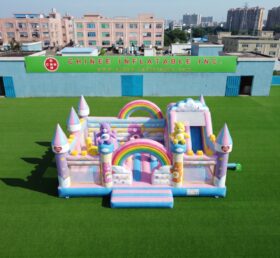 T2-8953 Care Bears Rainbow Inflatable Combo Bouncy Castle with Slide