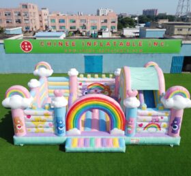 T2-8955 Care Bears Rainbow Inflatable Bouncy Castle Combo with Slide