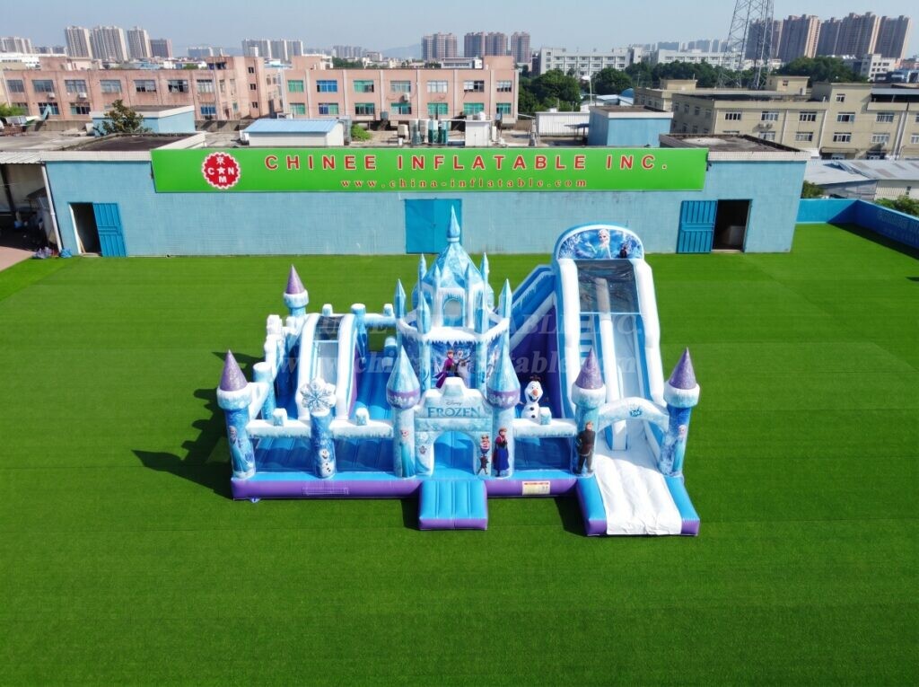 T2-8959 Frozen Theme Inflatable Castle Combo with Dual Slides