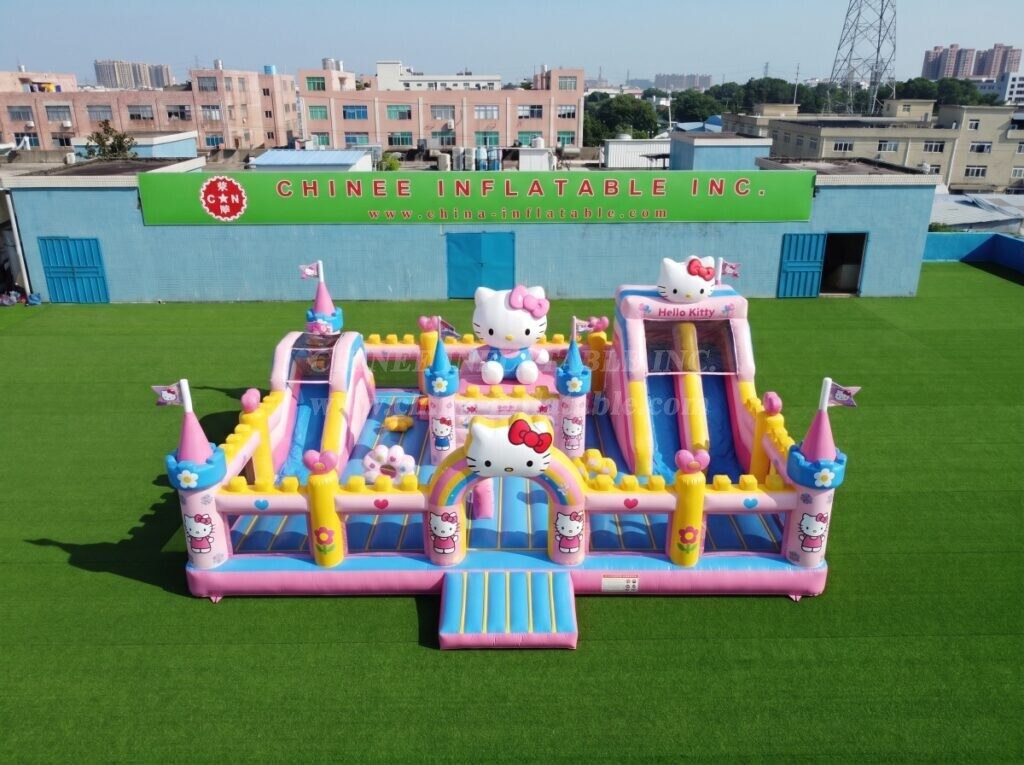 T2-8965 Hello Kitty Inflatable Combo Bouncy Castle with Double Slides