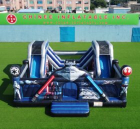 T2-9006 Space Battle Themed Inflatable Combo Bouncer with Dual Slides