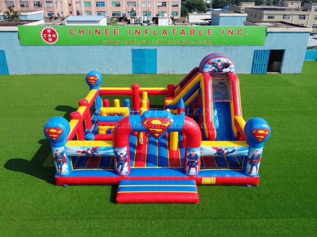 T2-9011 Superman Theme Inflatable Combo Bouncer with Slide